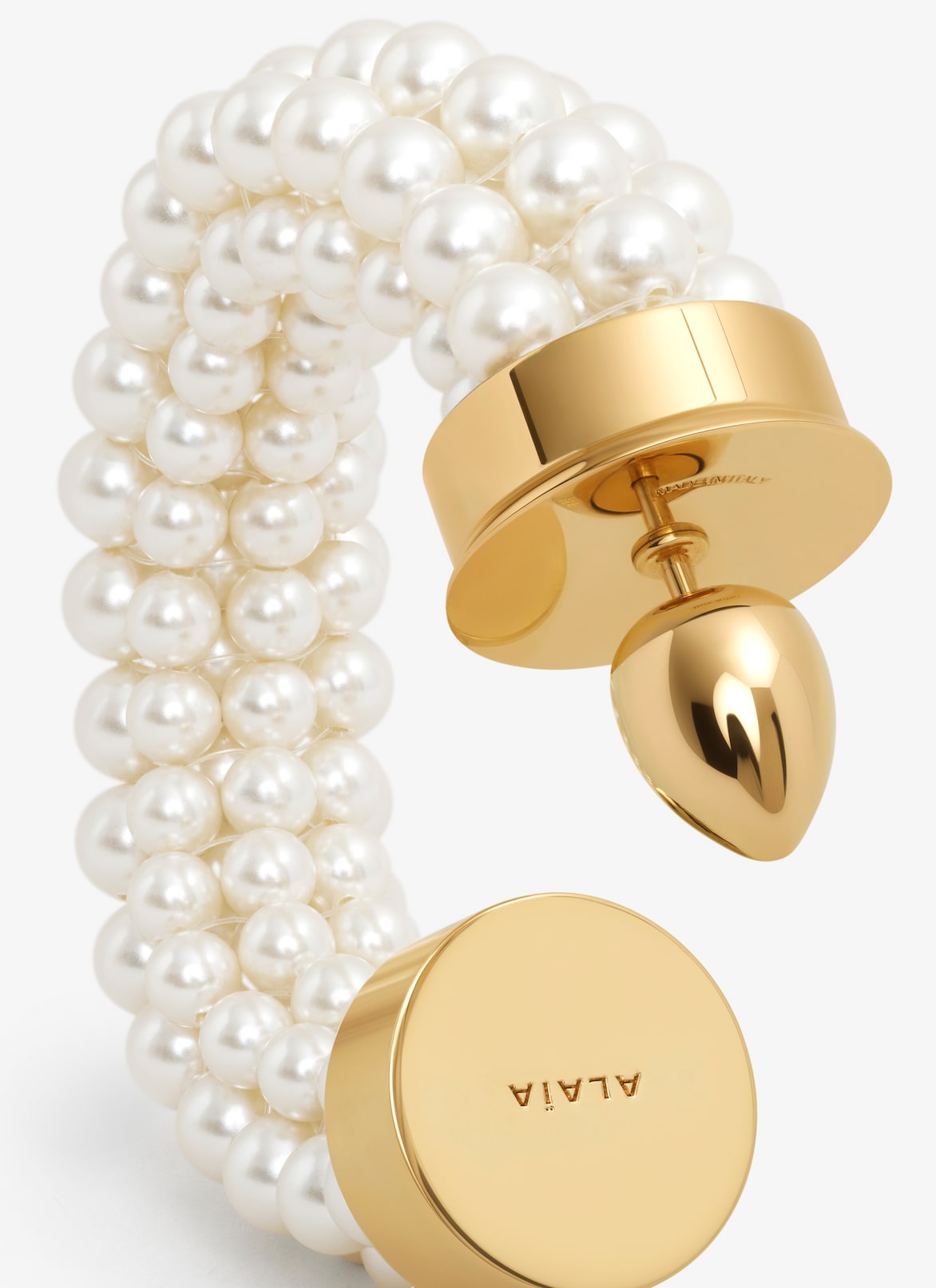 GRAPHIC PEARL HOOP EARRINGS ALAÏA WHITE GRAPHIC PEARL HOOP EARRINGS
